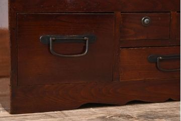 アンティーク家具　総欅材　漆塗り　和製アンティークの箱膳(収納箱・小引き出し)