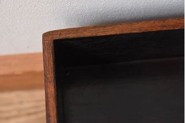 アンティーク家具　総欅材　漆塗り　和製アンティークの箱膳(収納箱・小引き出し)