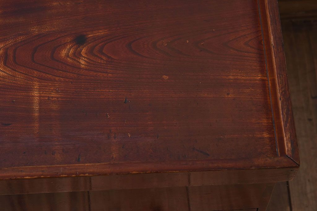 アンティーク家具　総欅材　漆塗り　和製アンティークの箱膳(収納箱・小引き出し)