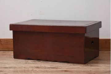 アンティーク家具　総欅材　漆塗り　和製アンティークの箱膳(収納箱・小引き出し)