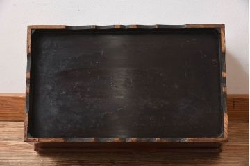 アンティーク家具　総欅材　漆塗り　和製アンティークの箱膳(収納箱・小引き出し)