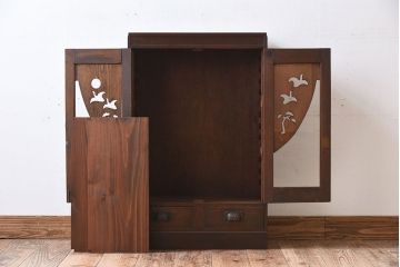 レトロ家具　昭和レトロ　透かし彫り　アンティークブックケース