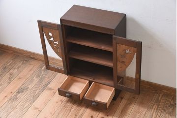 レトロ家具　昭和レトロ　透かし彫り　アンティークブックケース