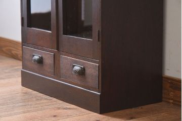 レトロ家具　昭和レトロ　透かし彫り　アンティークブックケース