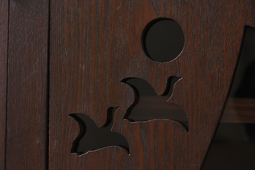 レトロ家具　昭和レトロ　透かし彫り　アンティークブックケース