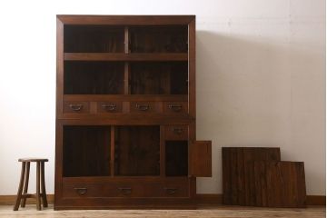 アンティーク家具　大正期　和モダンスタイル　アンティーク水屋箪笥