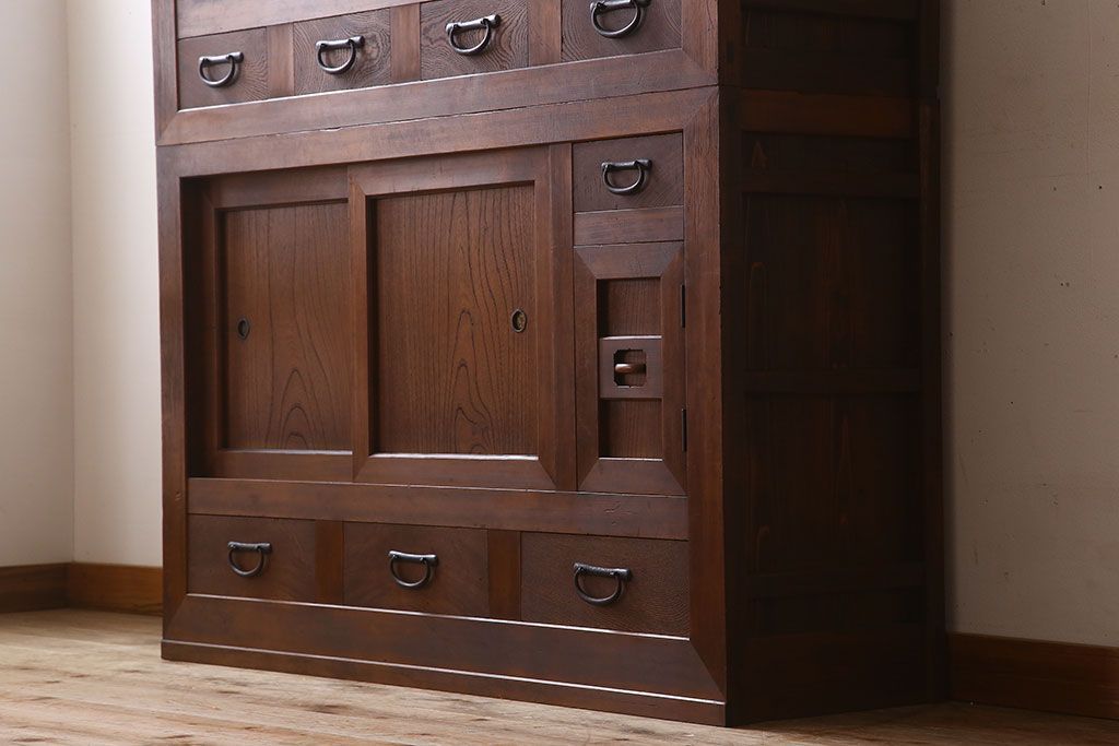 アンティーク家具　大正期　和モダンスタイル　アンティーク水屋箪笥