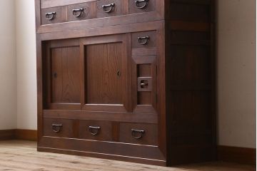 アンティーク家具　大正期　和モダンスタイル　アンティーク水屋箪笥