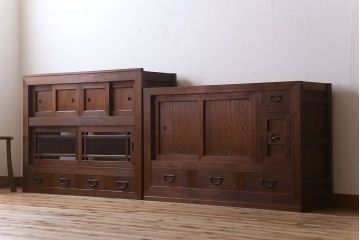 アンティーク家具　大正期　和モダンスタイル　アンティーク水屋箪笥