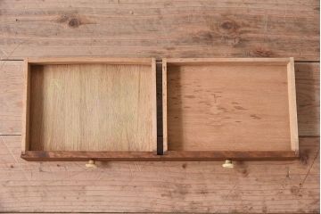 アンティーク雑貨　古い木味のレトロなアンティーク引き出し付き本立て(3)