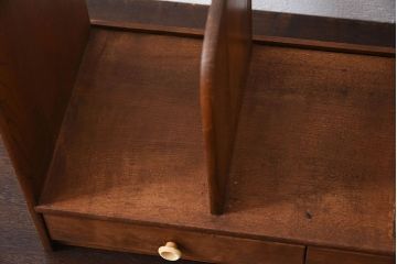 アンティーク雑貨　古い木味のレトロなアンティーク引き出し付き本立て(3)