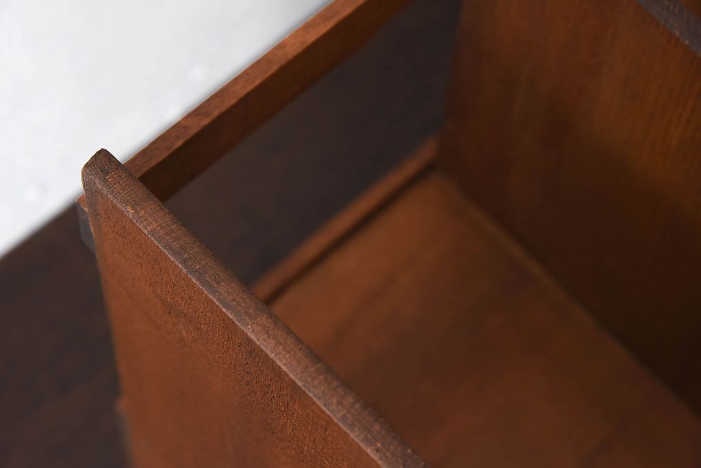 アンティーク雑貨　古い木味のレトロなアンティーク引き出し付き本立て(3)