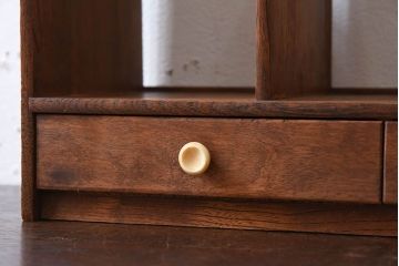 アンティーク雑貨　古い木味のレトロなアンティーク引き出し付き本立て(3)