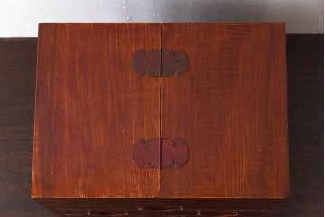 アンティーク雑貨　古民具・骨董　総欅材製!アンティーク裁縫箱(小引き出し)