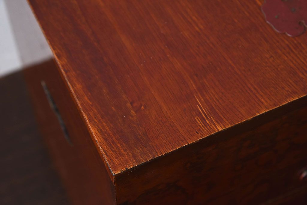 アンティーク雑貨　古民具・骨董　総欅材製!アンティーク裁縫箱(小引き出し)