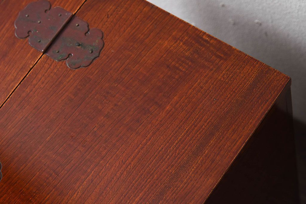 アンティーク雑貨　古民具・骨董　総欅材製!アンティーク裁縫箱(小引き出し)