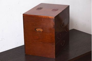 アンティーク雑貨　古民具・骨董　総欅材製!アンティーク裁縫箱(小引き出し)