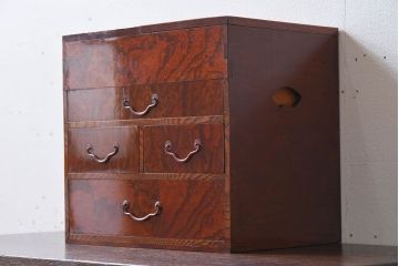 アンティーク雑貨　古民具・骨董　総欅材製!アンティーク裁縫箱(小引き出し)