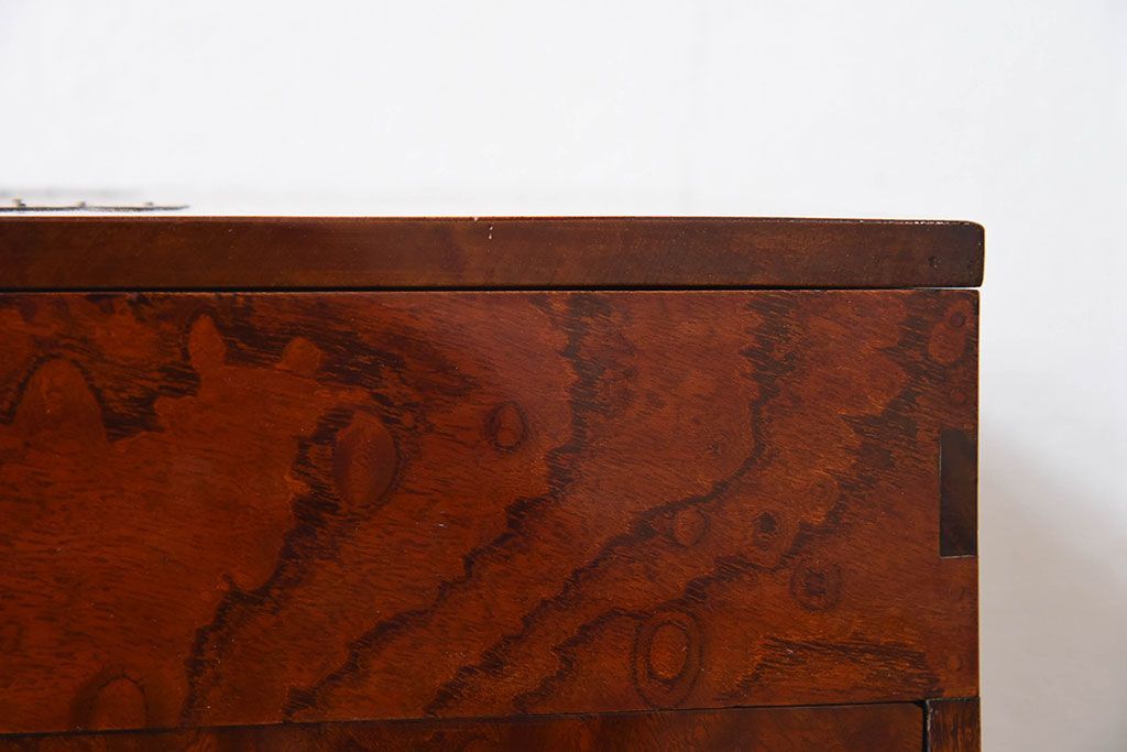 アンティーク雑貨　古民具・骨董　総欅材製!アンティーク裁縫箱(小引き出し)