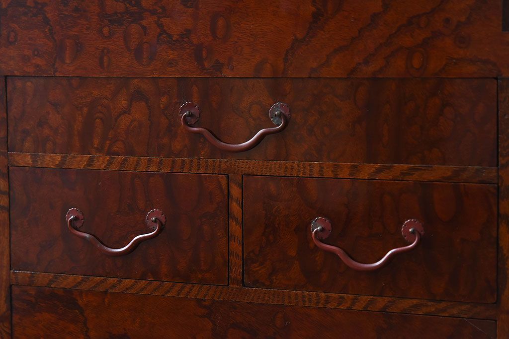 アンティーク雑貨　古民具・骨董　総欅材製!アンティーク裁縫箱(小引き出し)