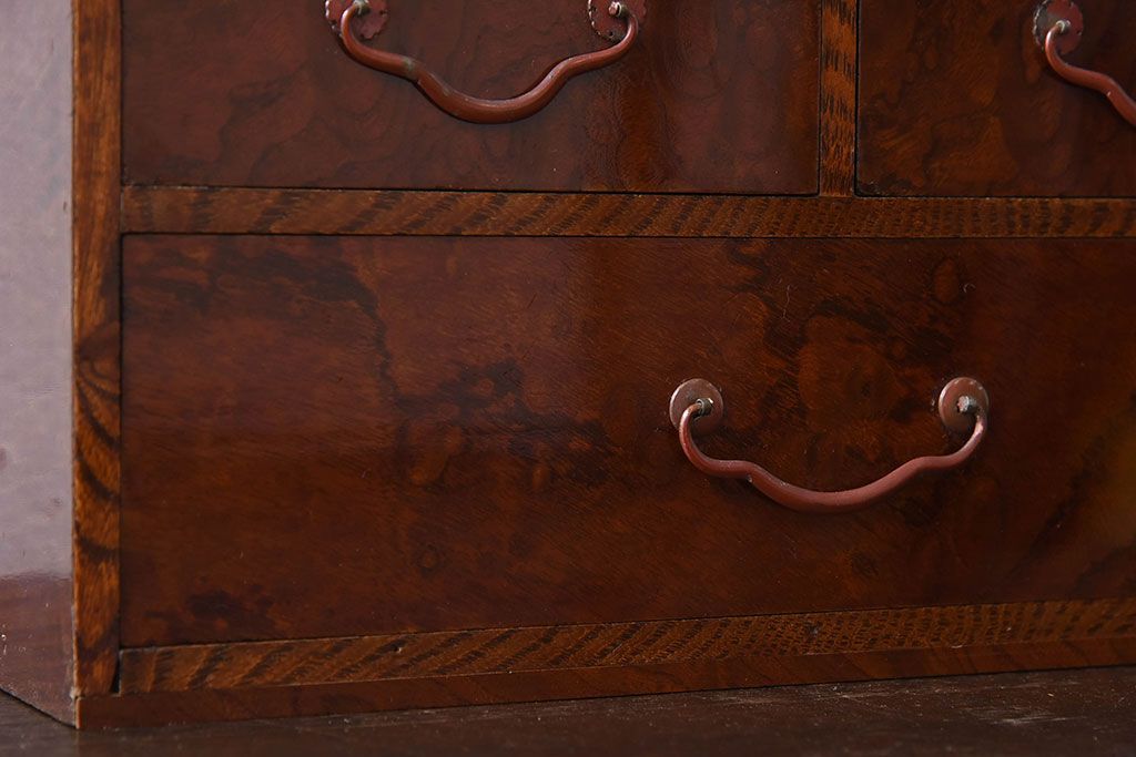 アンティーク雑貨　古民具・骨董　総欅材製!アンティーク裁縫箱(小引き出し)