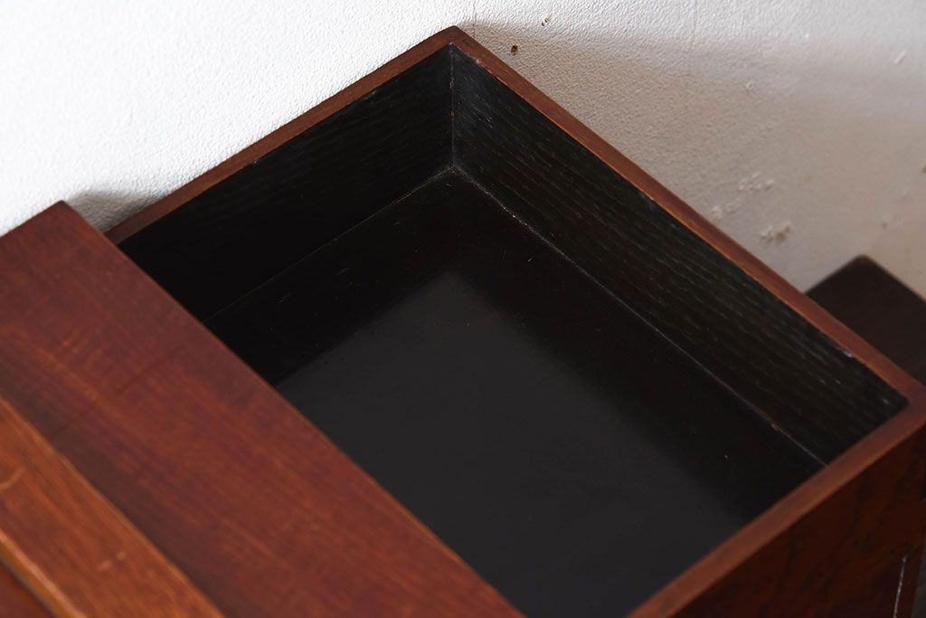 アンティーク雑貨　古民具・骨董　総欅材製!アンティーク裁縫箱(小引き出し)