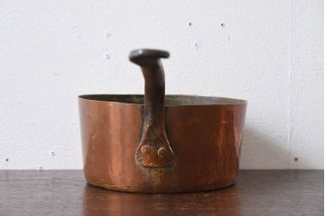 アンティーク雑貨　ヨーロッパビンテージ　銅製　シャビーな片手鍋5つセット