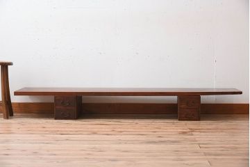 アンティーク家具　引き出し付き　置き型脚　古い一枚板の和製アンティーク裁ち板