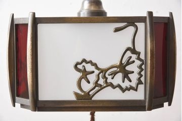 当時物色ガラス　飾り房付き　アンティーク天井照明