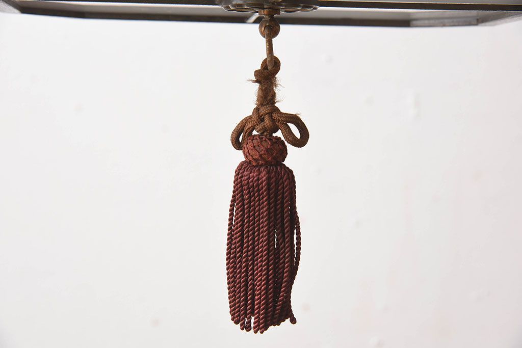 当時物色ガラス　飾り房付き　アンティーク天井照明