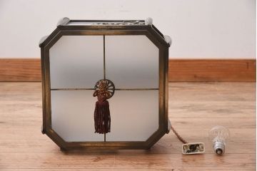 当時物色ガラス　飾り房付き　アンティーク天井照明