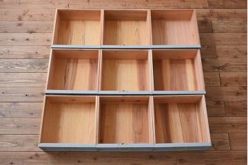 アンティーク家具　水色グレーペイント!おしゃれなローチェスト(ローボード)(2)