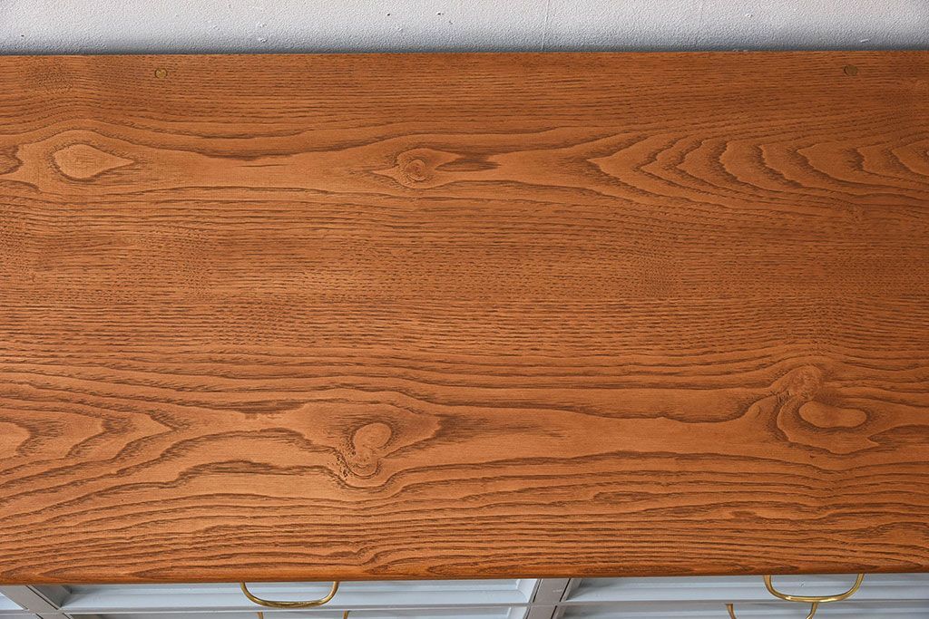 アンティーク家具　水色グレーペイント!おしゃれなローチェスト(ローボード)(2)