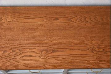 アンティーク家具　水色グレーペイント!おしゃれなローチェスト(ローボード)(2)