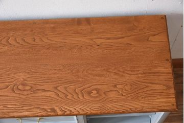 アンティーク家具　水色グレーペイント!おしゃれなローチェスト(ローボード)(2)