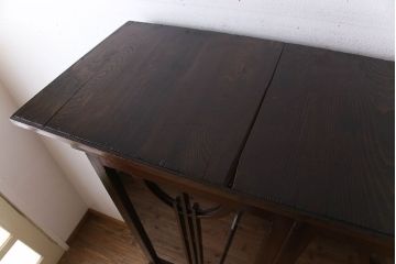 アンティーク家具　大正ロマン　象嵌入り　栓材製　古い木のアンティーク重ね食器棚