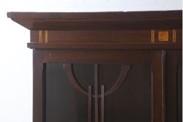 アンティーク家具　大正ロマン　象嵌入り　栓材製　古い木のアンティーク重ね食器棚