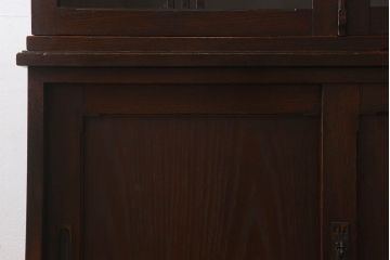 アンティーク家具　大正ロマン　象嵌入り　栓材製　古い木のアンティーク重ね食器棚