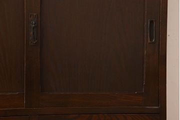 アンティーク家具　大正ロマン　象嵌入り　栓材製　古い木のアンティーク重ね食器棚