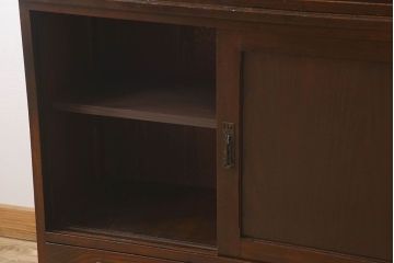 アンティーク家具　大正ロマン　象嵌入り　栓材製　古い木のアンティーク重ね食器棚
