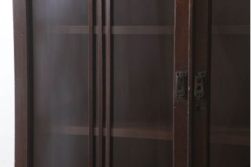 アンティーク家具　大正ロマン　象嵌入り　栓材製　古い木のアンティーク重ね食器棚