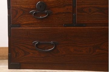 アンティーク家具　明治大正期　前面欅材　時代箪笥ローボード