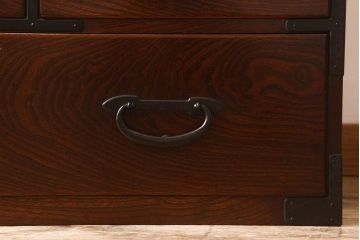 アンティーク家具　明治大正期　前面欅材　時代箪笥ローボード