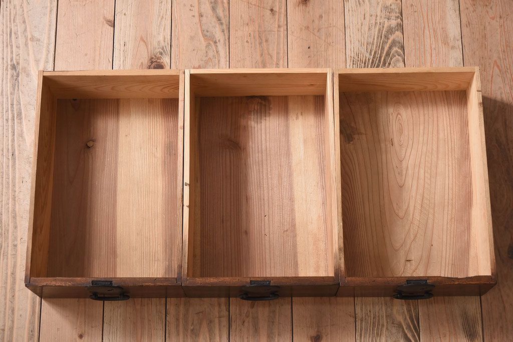 アンティーク家具　結霜ガラス引き戸　丸金具　鉄脚付きローボード