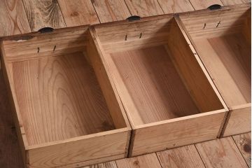 アンティーク家具　結霜ガラス引き戸　丸金具　鉄脚付きローボード