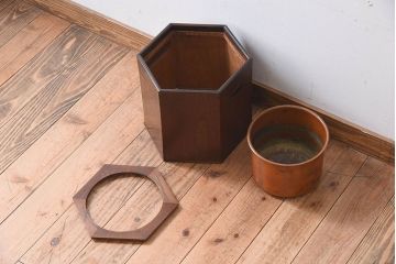 アンティーク雑貨　明治大正期　桑材　アンティーク　六角形火鉢(1)