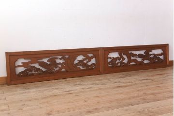 古民具・骨董　彫刻　アンティークの欄間2枚セット(1)