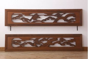 アンティーク雑貨 古民具・骨董 彫刻 アンティークの欄間2枚セット(2)