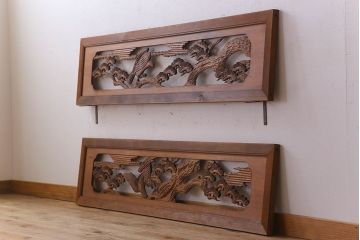 アンティーク雑貨 古民具・骨董 彫刻 アンティークの欄間2枚セット(2)