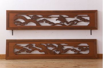 アンティーク雑貨 古民具・骨董 彫刻 アンティークの欄間2枚セット(2)